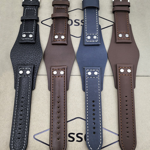 Fossil化石真皮表带22mm