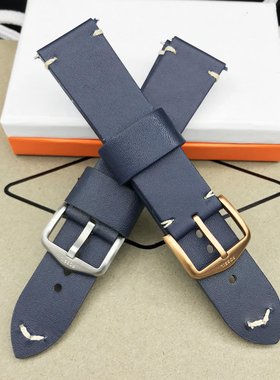 现货FOSSIL皮表带头层牛皮深蓝色22MM通用针扣适配FS5404手表配件