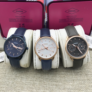 FOSSIL手表真皮表带轻奢时尚 星期日历休闲石英表防水女表ES4260