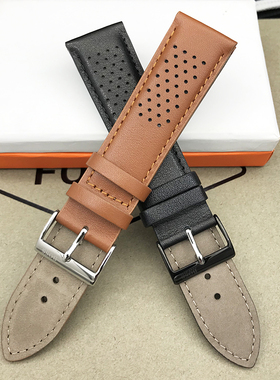 现货Hugo Boss皮表带针扣透气黑色棕色22MM通用HB1513879手表配件