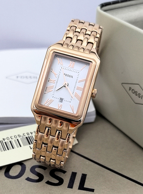 现货FOSSIL化石手表方形不锈钢经典简约秀气石英表防水女表ES5271
