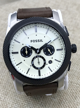 FOSSIL手表真皮表带三眼计时商务休闲石英表防水男表