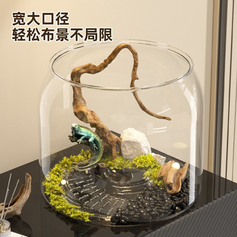 乌龟缸家用专用带晒台爬台生态透明塑料饲养箱造景客厅鱼缸养龟缸