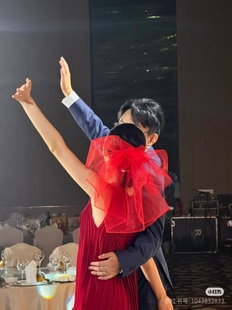 新娘饰品-红色小短纱 复古红头纱