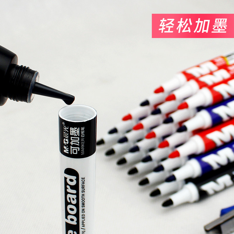 CHENGUANG 화이트보드 펜은 지우고 잉크로 다시 채울 수 있으며 끝이 가늘고 수성 검정색 빨간색 및 파란색이 있는 어린이 교사 펜은 회의 및 사무실에서 사용할 수 있습니다