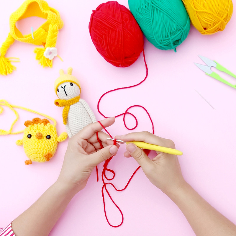 HAND CROCHET MATERIAL 4 STRANDS COMBED MILK COTTON DOLL THREAD SWEATER FINE COTTON THREAD HAND KNITTED DOLL WOOL