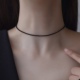 天然黑尖晶石超闪锁骨链项圈珍珠项链网红同款 25银百搭choker