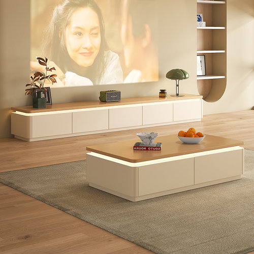 鹊松家居旗舰店奶油风电视柜