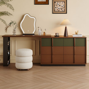 中古风梳妆台卧室储物实木生态板斗柜一体化妆桌小户型2026年新款