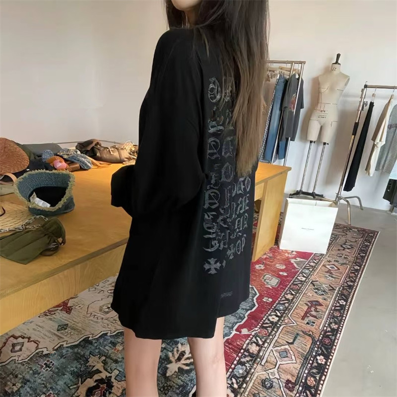 中古款马蹄梵文印花双面都能穿的微透宽松长袖T恤女夏季防晒上衣,女装/女士精品,T恤,淘宝优惠券,粉丝福利购,淘宝优惠卷