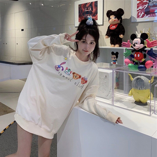 四宫格卡通印花卫衣女春秋新款 减龄上衣 小众设计感宽松慵懒中长款