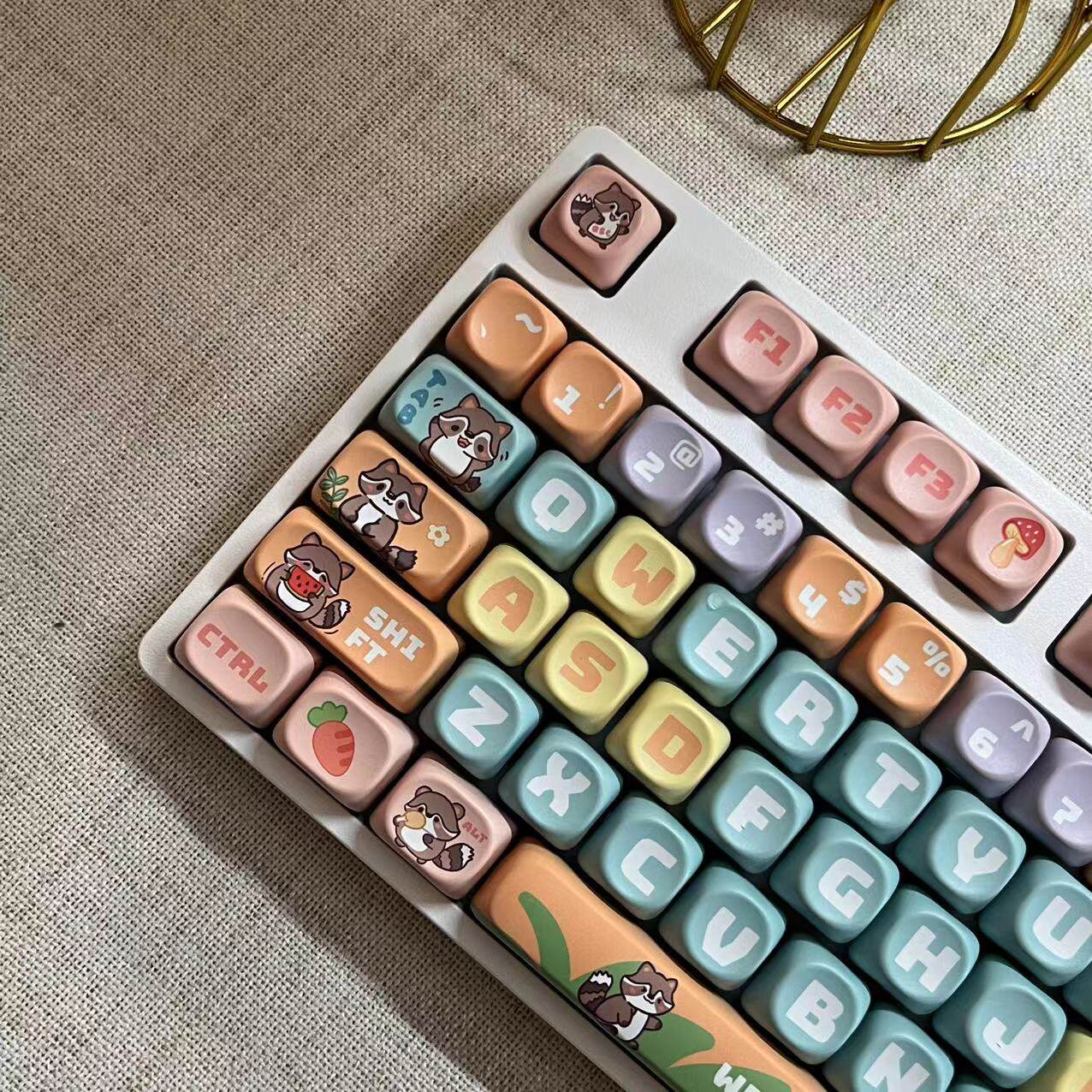 F87键机械键盘白光有线小碗熊键帽静音HIFI游戏办公家用客制化mac