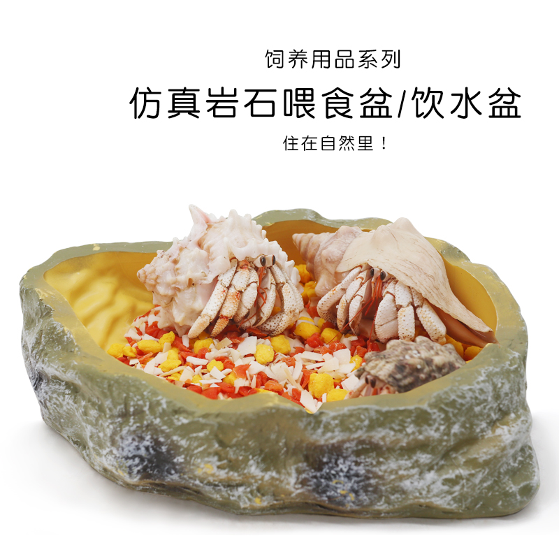 寄居蟹仿真岩石水盆食盆自然造景