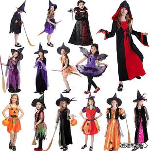 万圣节服装儿童演出服cosplay女童紫蝙蝠服装礼服 女巫服装女巫裙