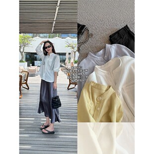 大叮自制简麻衬衫！老钱风天丝亚麻立领长袖小衫春季精致宽松衬衣