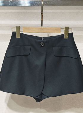 2025秋新女装 XRJ4Y08D黑色高腰A字时尚简约阔腿短裤休闲裤