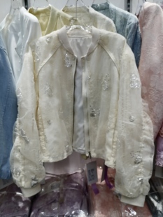 2026春欧韩时尚 宽松显瘦重工刺绣亮片拉链夹克上衣潮 短外套女长袖