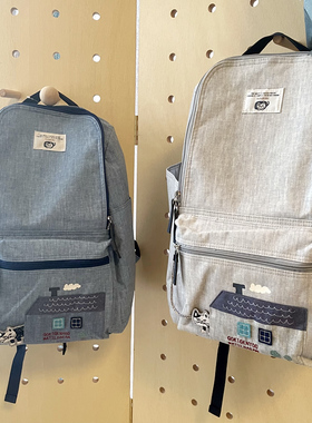 出口日本 猫咪刺绣学生书包休闲双肩背包多口袋大容量水杯位