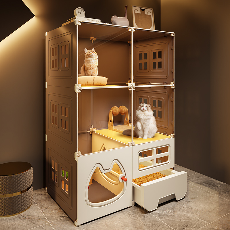 自带猫砂盆三室一厅猫别墅