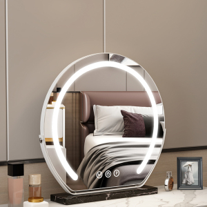 轻奢高级智能化妆镜台式桌面LED带灯梳妆镜不规则卧室梳妆台镜子