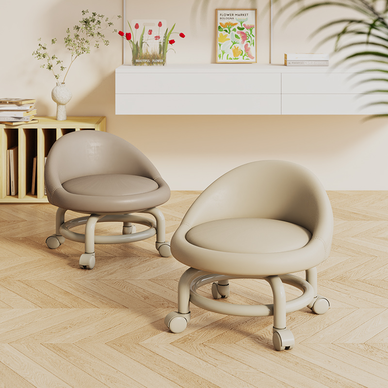 万向轮小凳子家用滑轮矮凳网红靠背小椅子客厅带轮板凳儿童学步凳