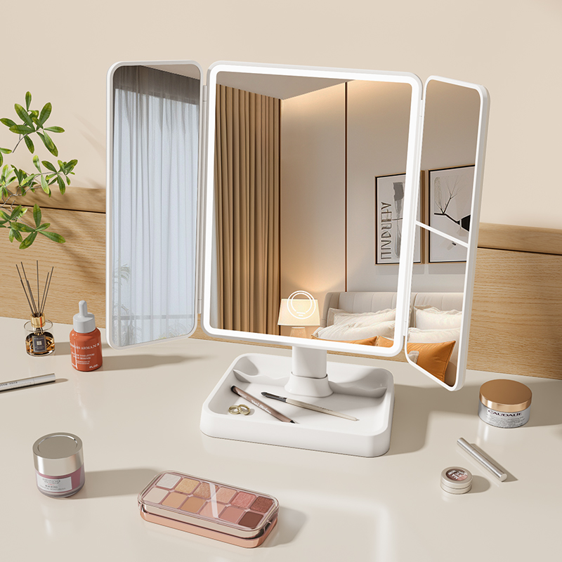 LED台式化妆镜升降贝壳镜