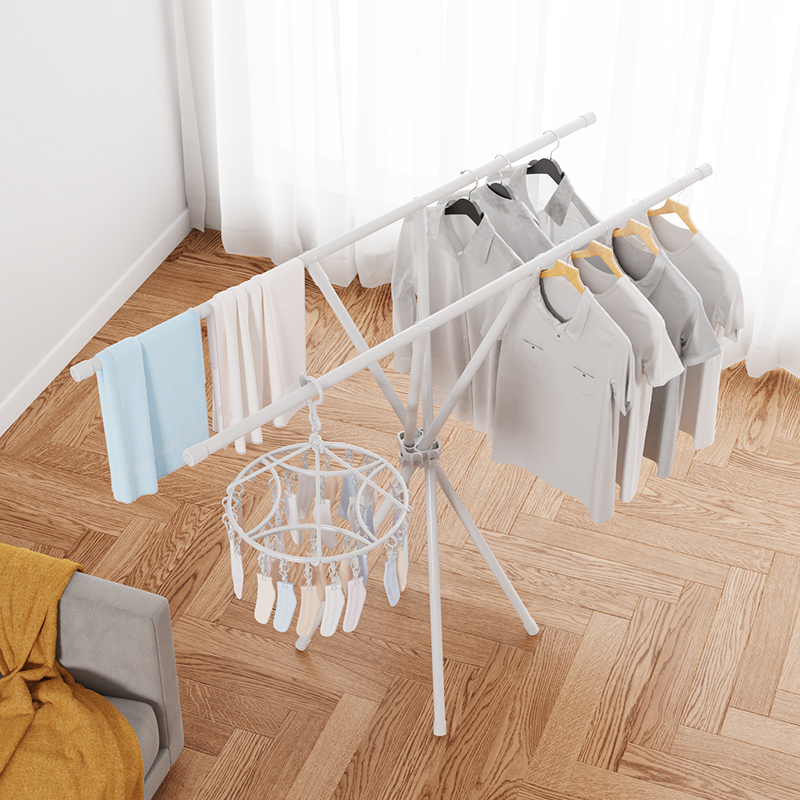 折叠晾衣架落地室内家用小型阳台挂衣服架不占地简易晾晒架挂衣杆