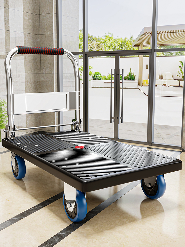 小推车拉货重型平板车搬运车拖车家用四轮围栏手推车静音折叠拉车