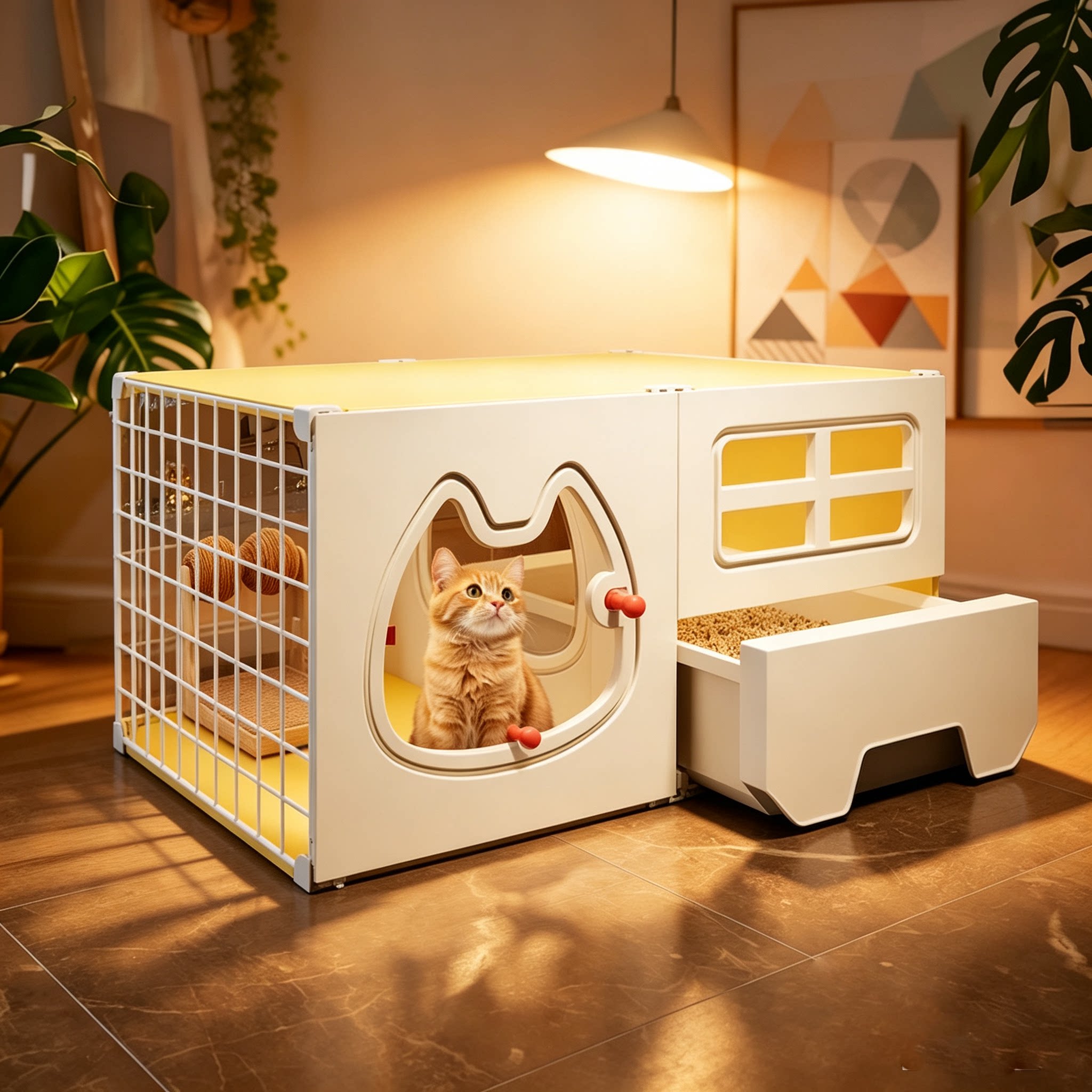 猫笼子猫别墅超大自由空间家用室内猫窝厕所一体一室一厅一卫猫柜