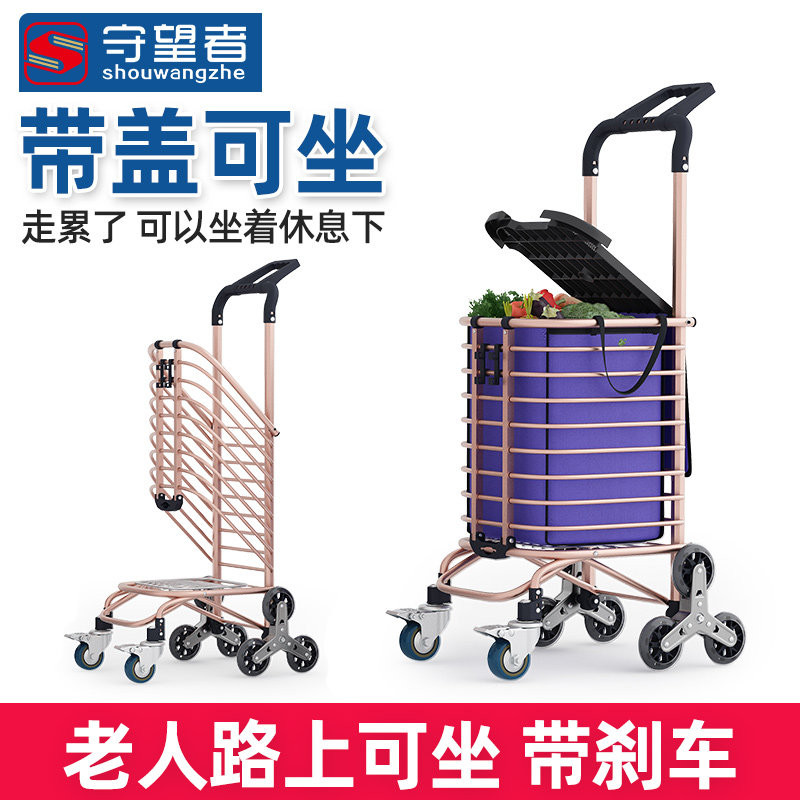 可携式购物爬楼梯买菜车小拉车家用可折叠轻便手拉杆推车老人手推