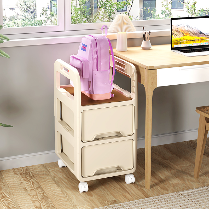 书架落地置物架家用放置书包架带轮可移动小推车办公室桌下收纳架