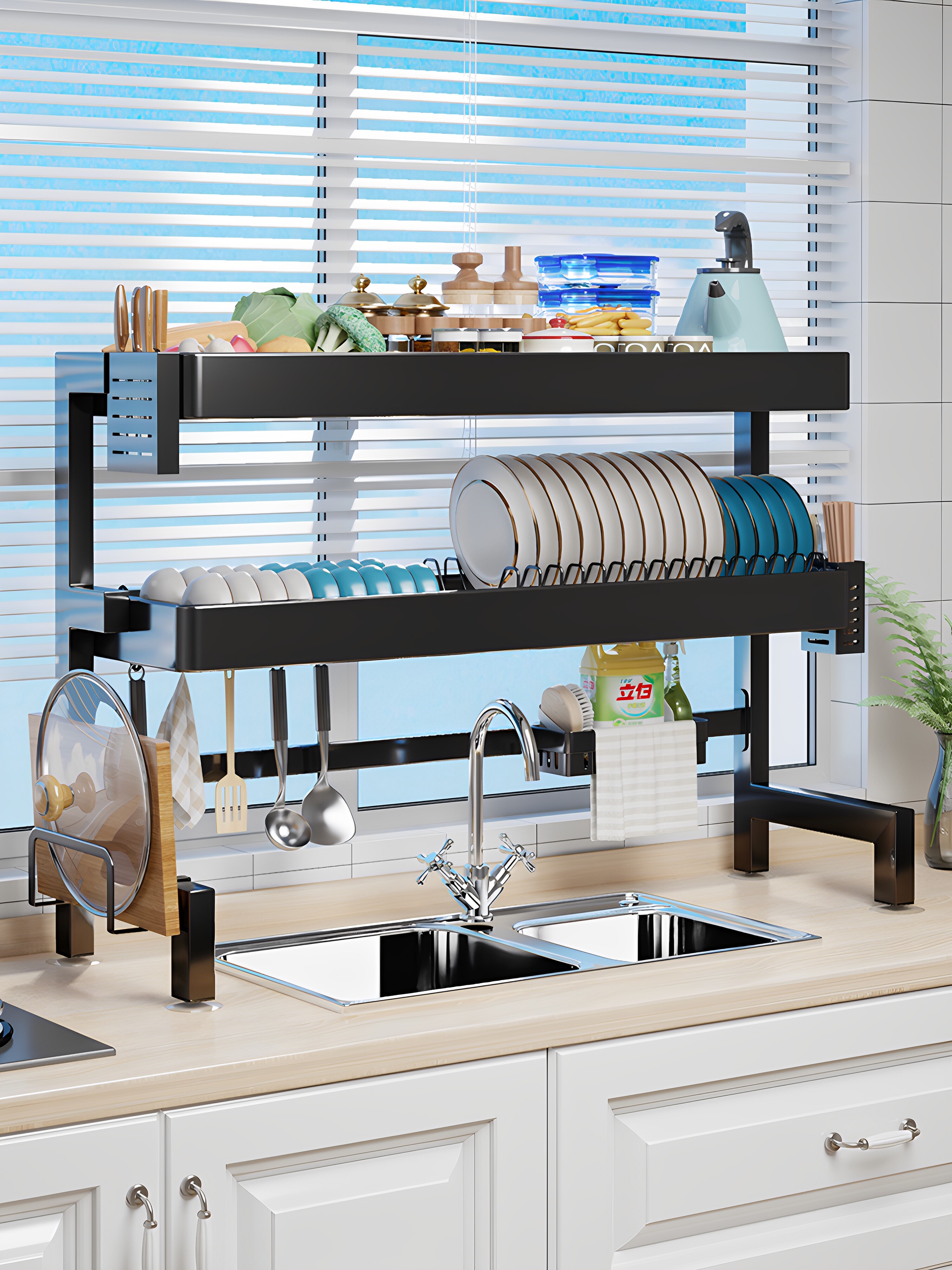 厨房水槽置物架家用碗碟收纳洗碗槽水池新款碗柜多功能沥水碗碟架