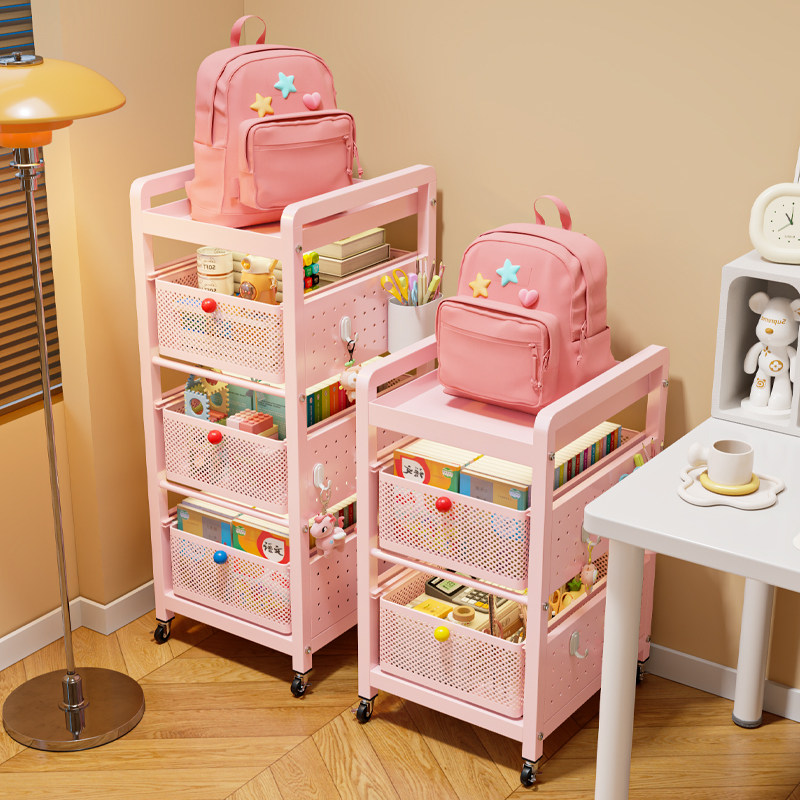 女孩书包置物架可移动小推车书本收纳架家用办公室多层书桌滑轮柜,住宅家具,书架,淘宝优惠券,粉丝福利购,淘宝优惠卷