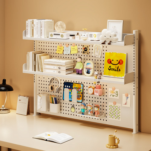 桌面置物架学习桌上收纳架电脑办公桌多层洞洞板书架免打孔展示架
