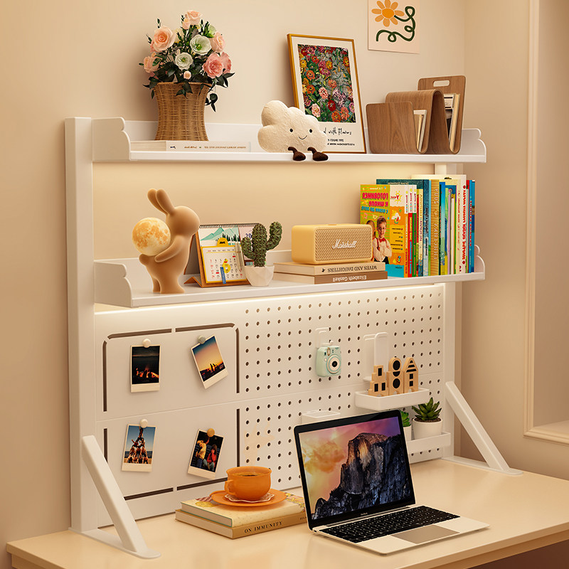 洞洞板桌面书架置物架多层学习书桌电脑桌夹式收纳架儿童立式架子