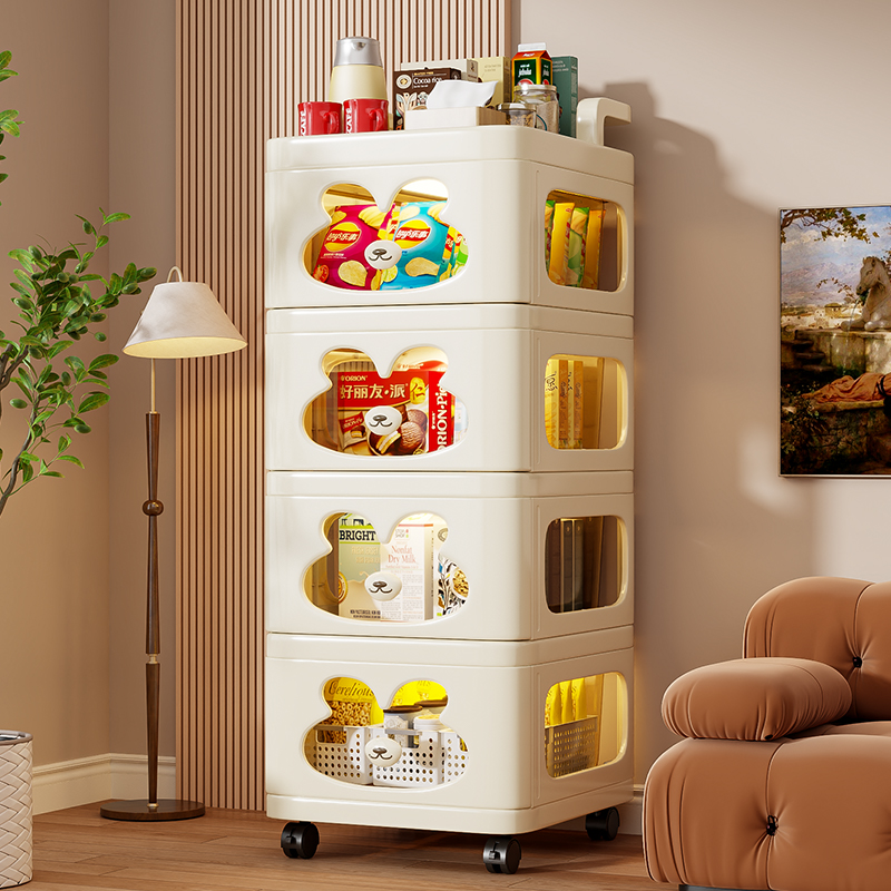 抽屉式收纳柜可移动多层置物架家用客厅零食玩具整理柜夹缝储物柜
