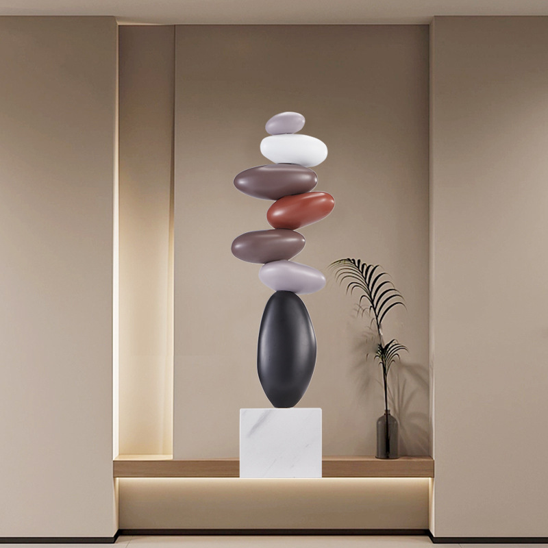可定制抽象雕塑石来运转落地摆件