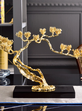 可定制轻奢迎客松合金雕塑艺术品