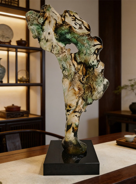 可定制中式抽象透明树脂雕塑摆件