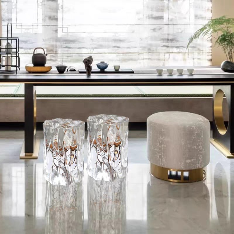 可定制轻奢透明树脂水波纹茶几