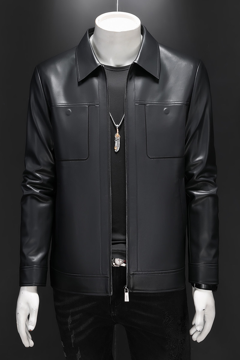 （高品质）2025新款高品质男士皮衣外套休闲翻领上衣5171P245,男装皮衣,电商D260