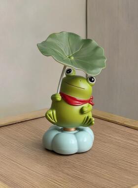 旋转青蛙桌面摆件玄关装饰品可爱卡通治愈情绪小摆件公仔创意手办