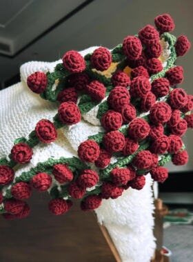 玫瑰花束毯子一路生花手工编织