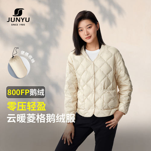 君羽鹅绒服女秋冬季短款宽松外套