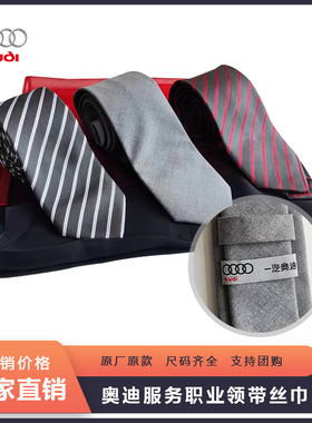 新款奥迪灰色领带23款男士4s店销售职业工装正装西装配饰女士丝巾