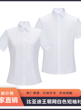 新款比亚迪王朝网工作服衬衫短袖白4S店销售职业工装白色衬衣免烫