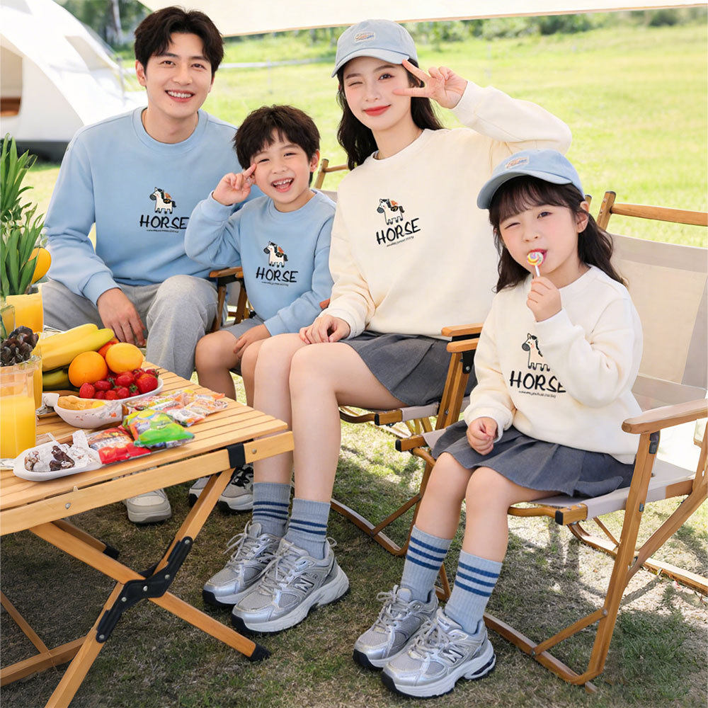 2026年春季新款亲子装卫衣一家三口四口高级感炸街出游母子母女装