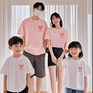 全家亲子装夏装母女装一家三口四口洋气婴儿高端夏季纯棉短袖t恤