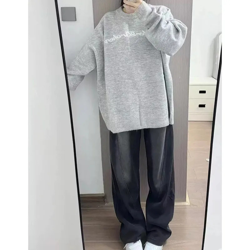 国潮灰色慵懒风秋冬宽松