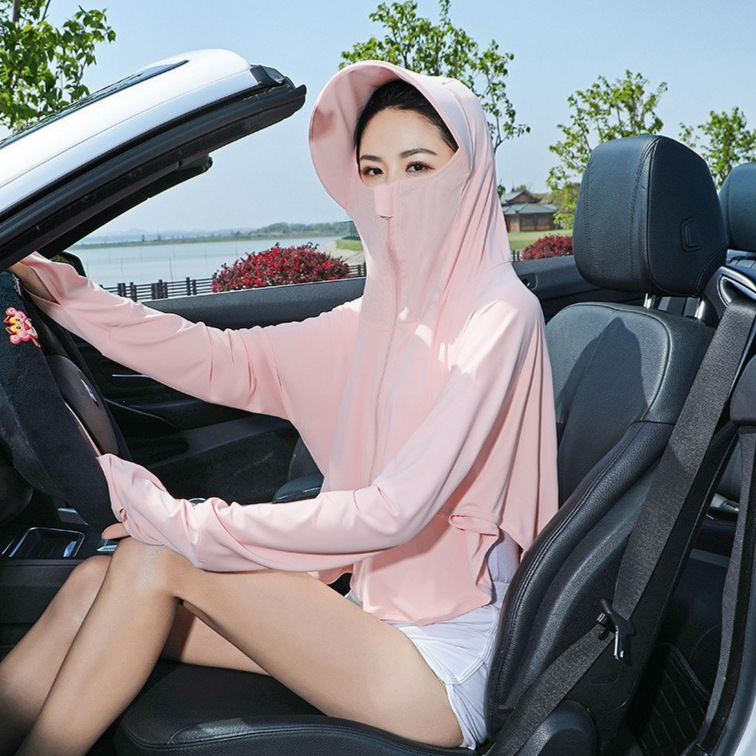黑胶斗篷防晒衣女夏季冰丝披肩大帽檐防晒外套透气瑜伽兔子防晒服